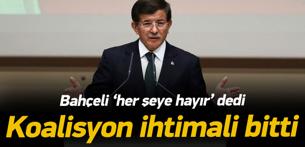 Davutoğlu: Bahçeli koalisyona ‘hayır’ dedi