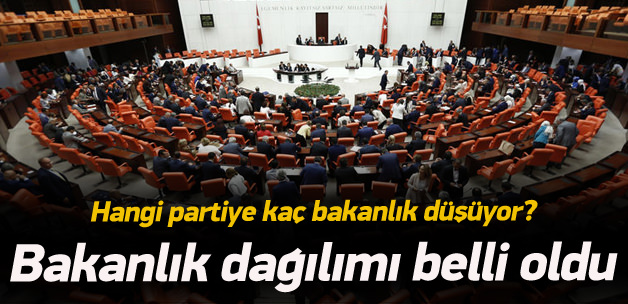 Meclis Başkanlığı bakanlık dağılımını açıkladı